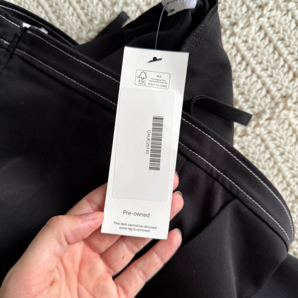Georgia Alice Black Wide Leg Trousers with White Contrast Stitching Size 4 - Picture 13 of 15